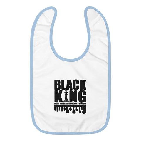 Black King Embroidered Baby Bib
